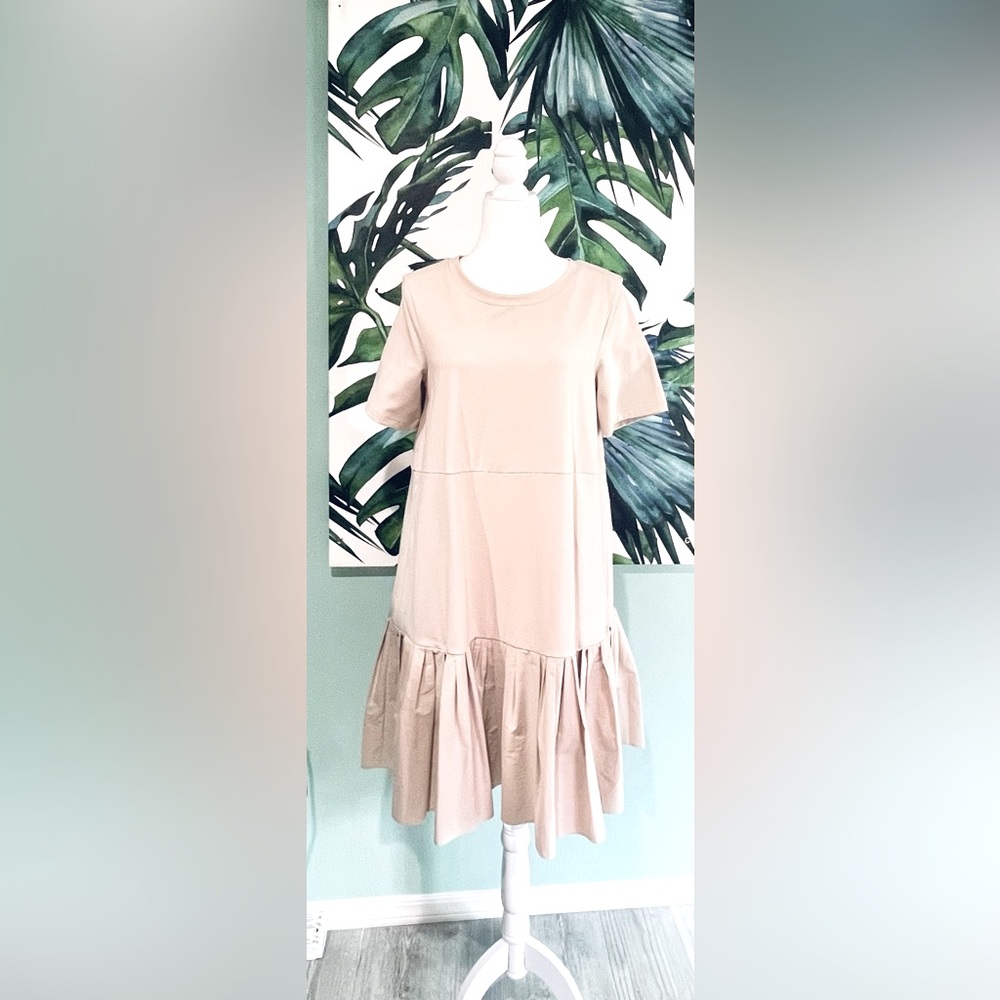 COS Beige Mini Dress with Ruffled Hem